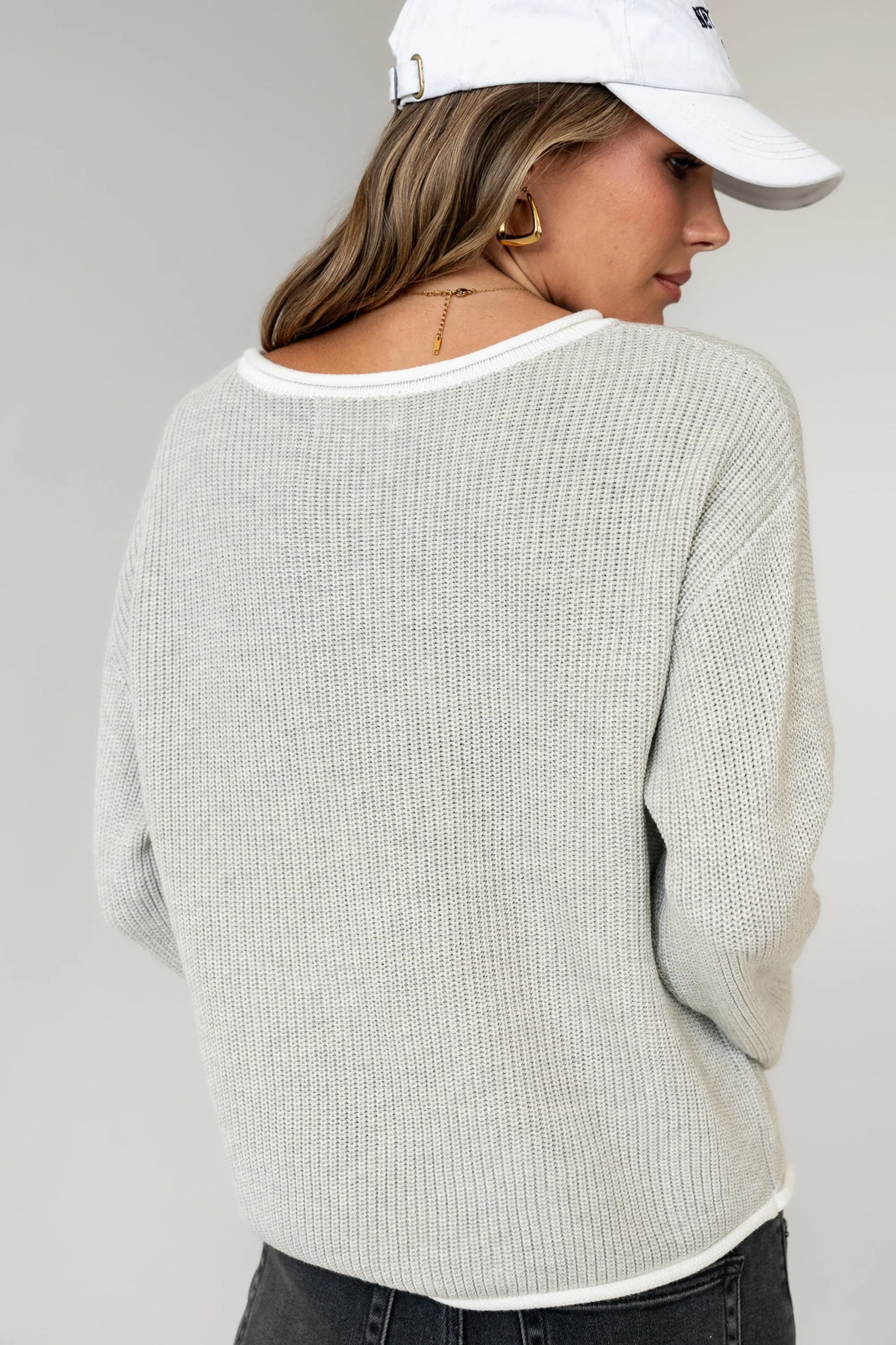 Mandy Contrast Sweater in Grey FINAL SALE