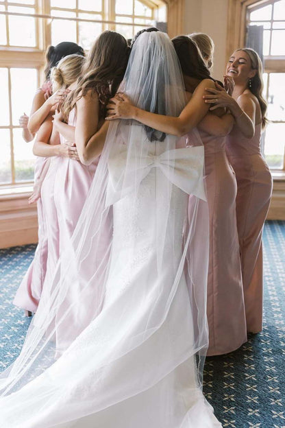 Pink One Shoulder Sheath Flower Sleeveless Satin Long Bridesmaid Dress