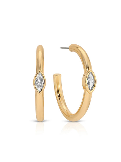 Medium Marquise Crystal Hoops