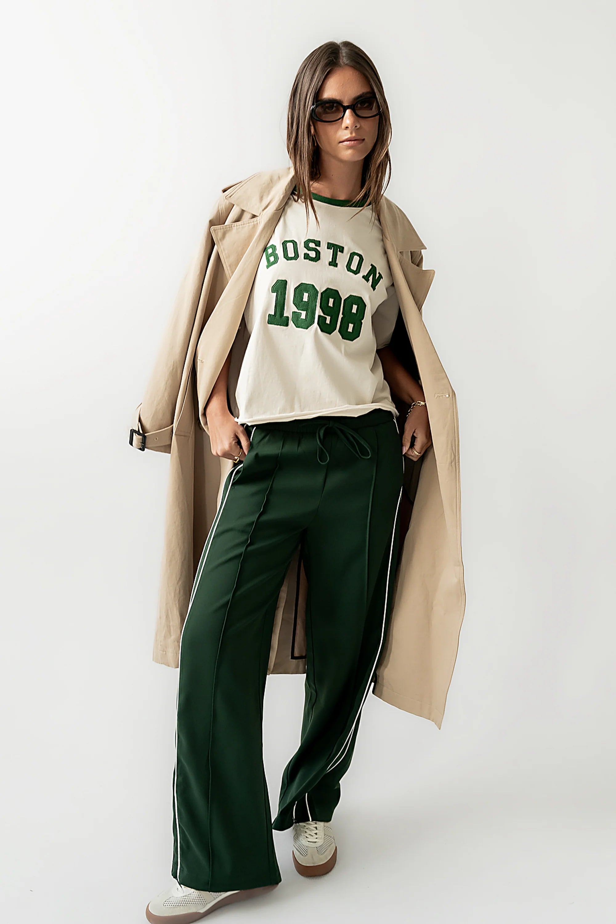 Emily Striped Wide Leg Pants in Green