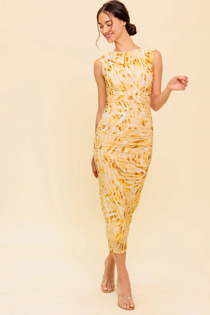 Wild As Ever Power Mesh Cheetah Print Bodycon Midi Dress