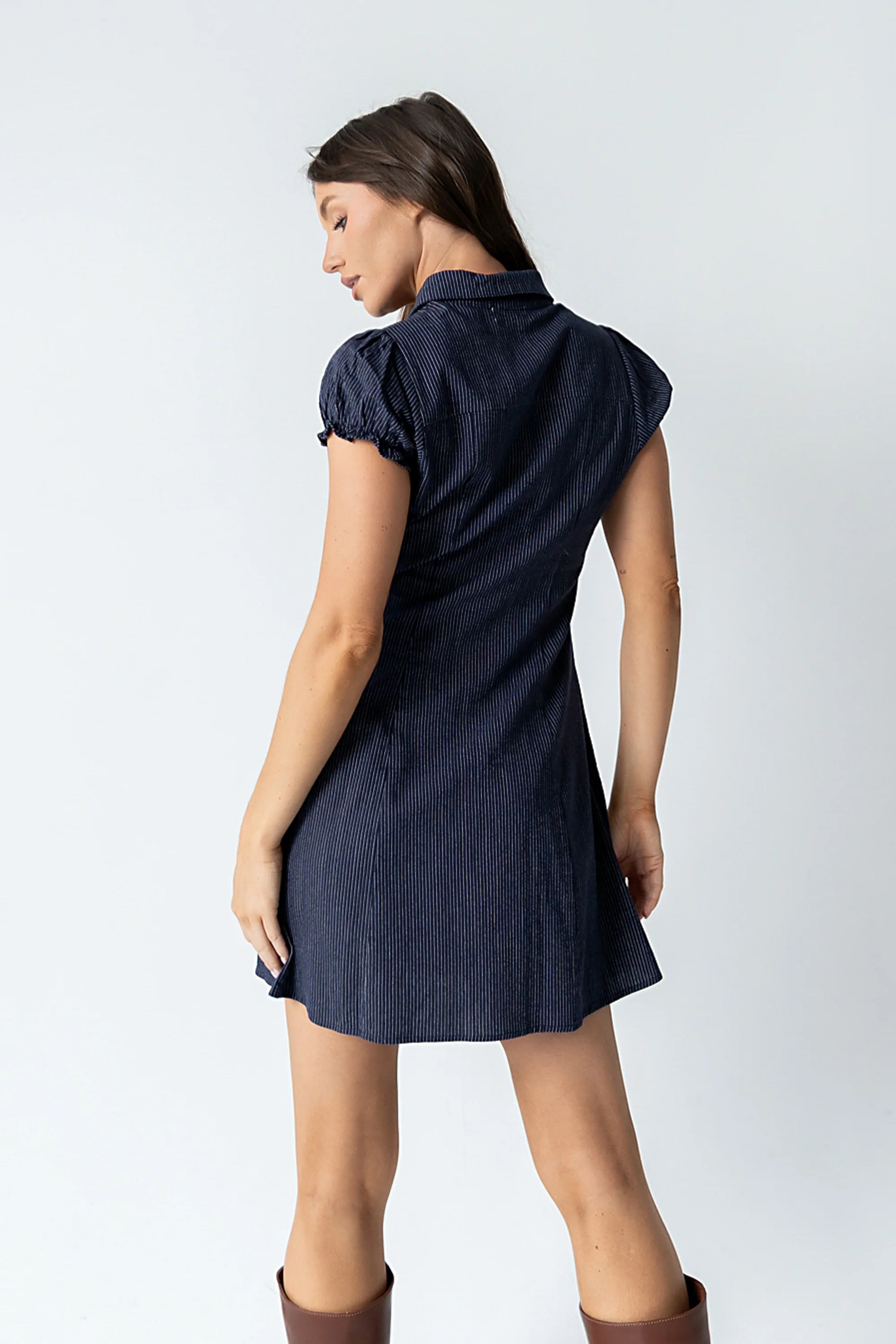 Lockie Pinstripe Mini Dress in Navy