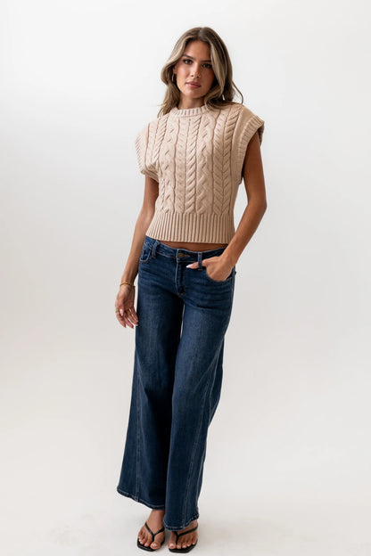 Lennie Cable Knit Top in Taupe FINAL SALE
