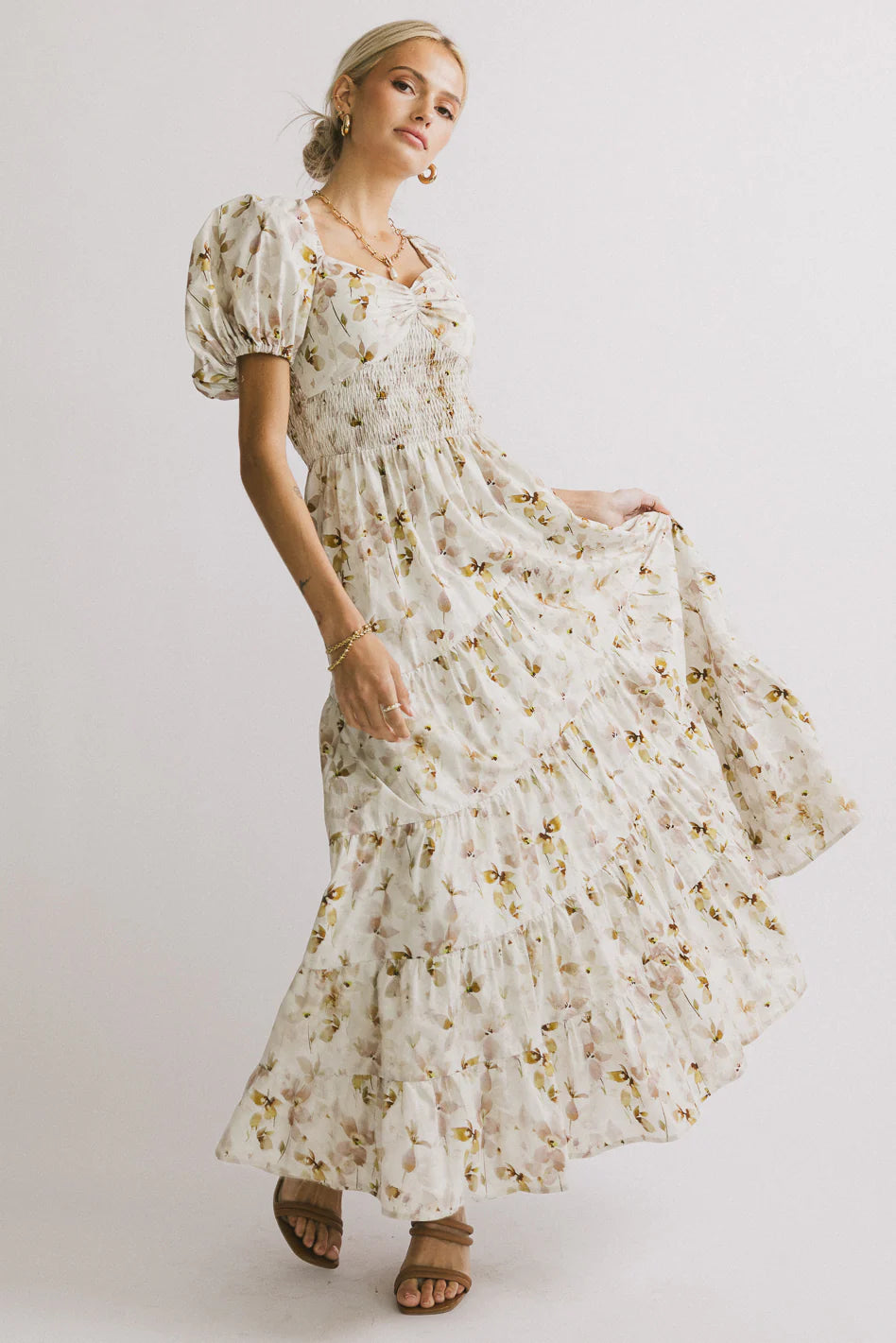 Robbie Floral Midi Dress in Mauve FINAL SALE