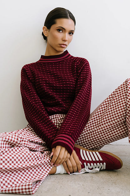 Monroe Knit Sweater in Burgundy FINAL SALE
