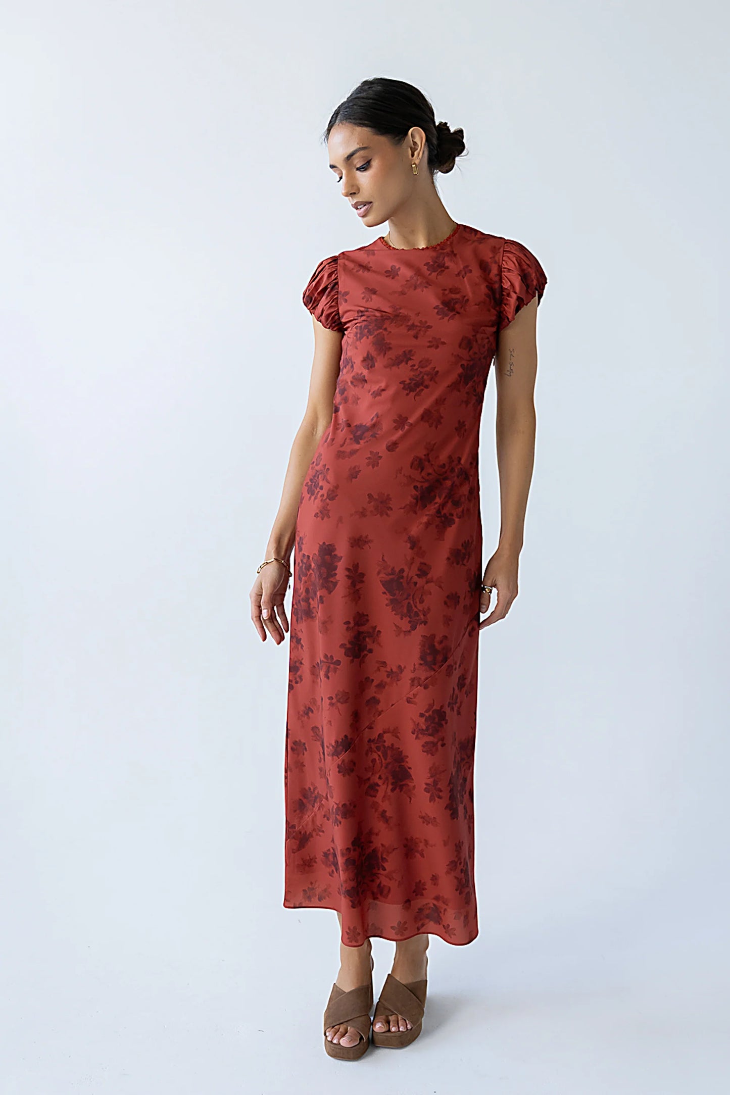 Ellianna Floral Maxi Dress in Brick