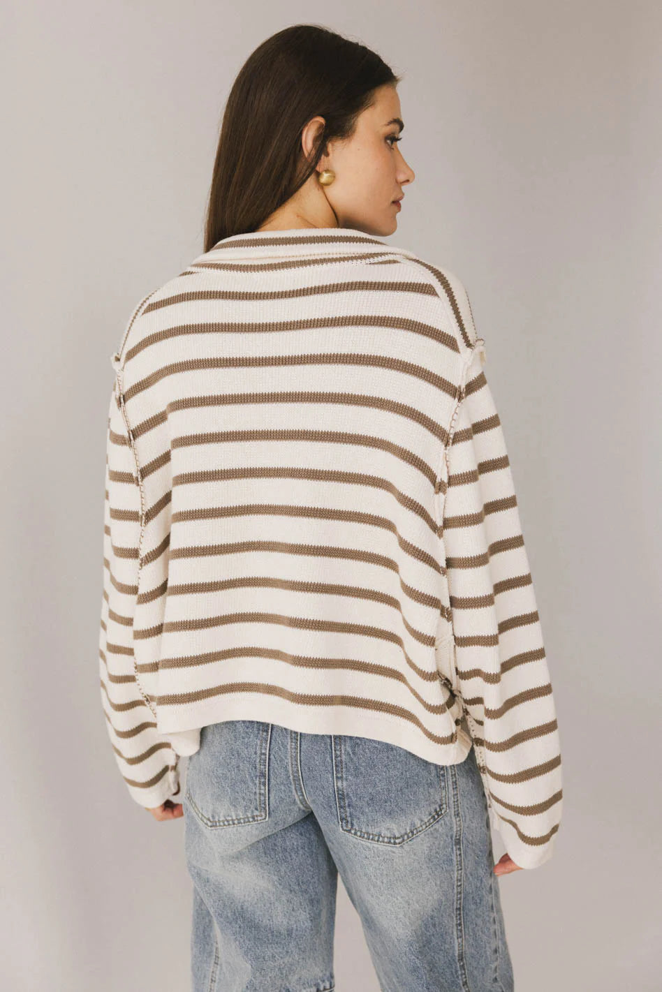 Harper Striped Cardigan in Olive FINAL SALE