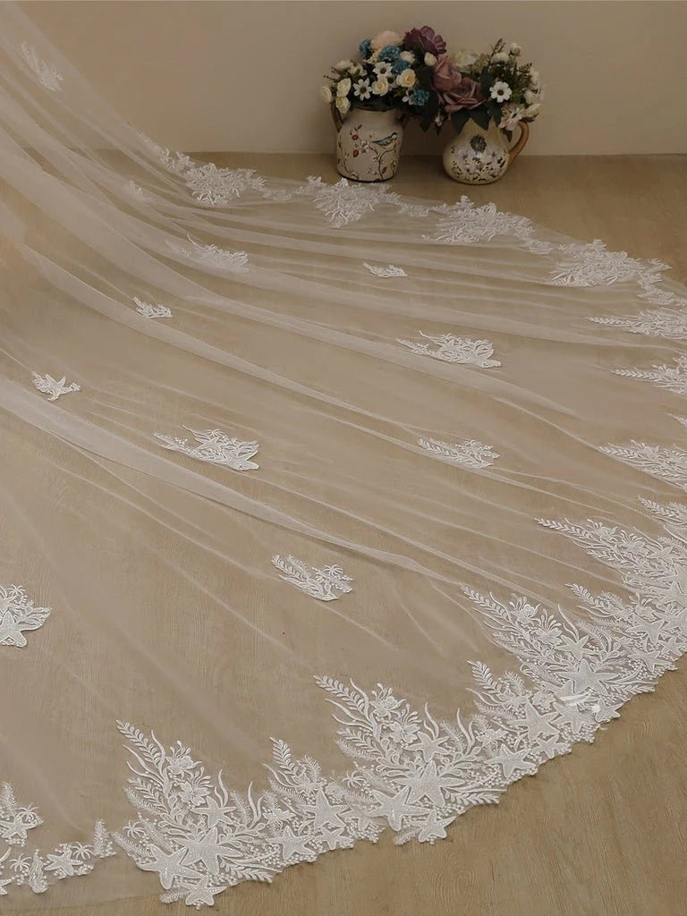 Starfish Lace Cathedral Veil Bridal Veil Wedding Veil