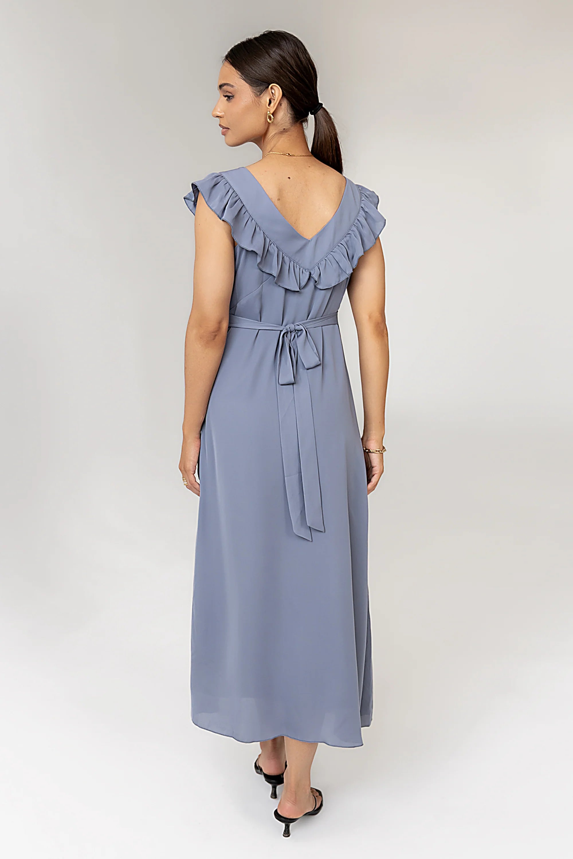 Lydia Ruffle Maxi Dress in Blue FINAL SALE