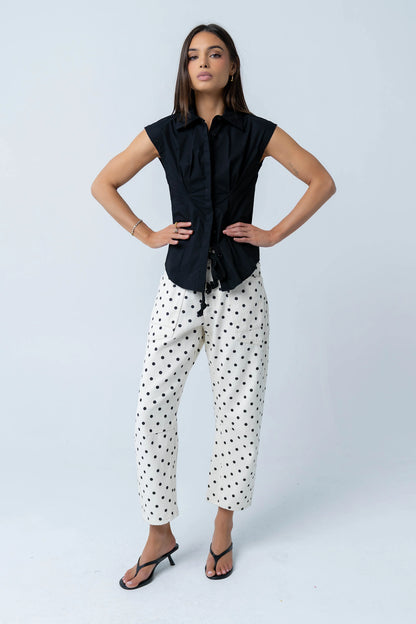 Remi Pleated Button Up in Black