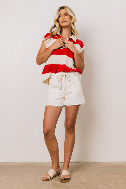 Blake Striped Top in Red