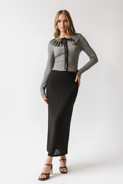 Jozette Lace Midi Skirt in Black