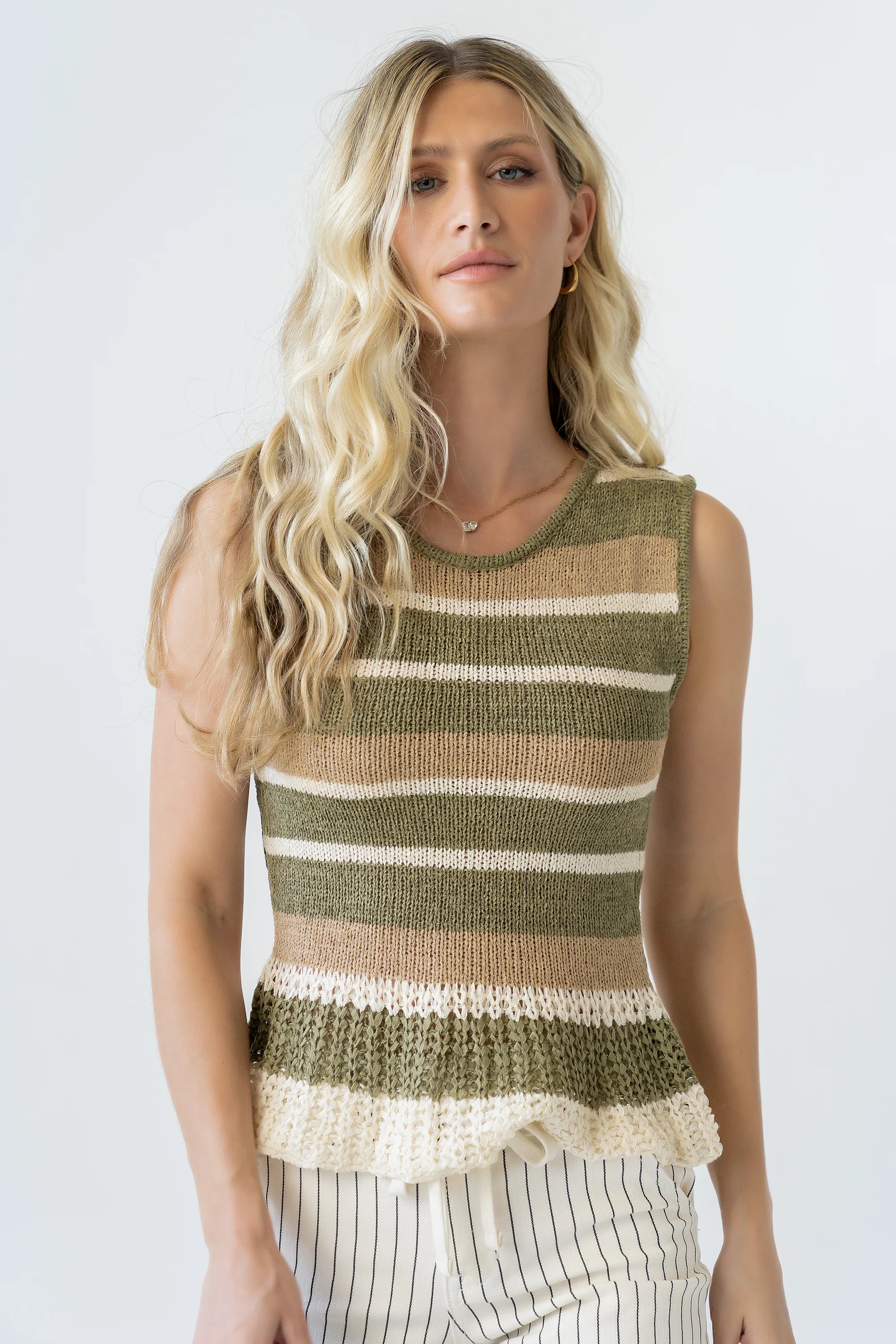 Tessa Striped Top in Olive