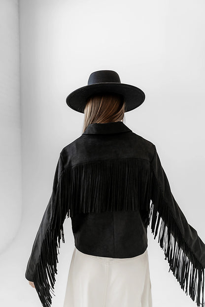 Bridget Fringe Jacket in Black