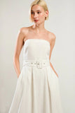 LIFES COMPASS WHITE STRAPLESS MIDI DRESS