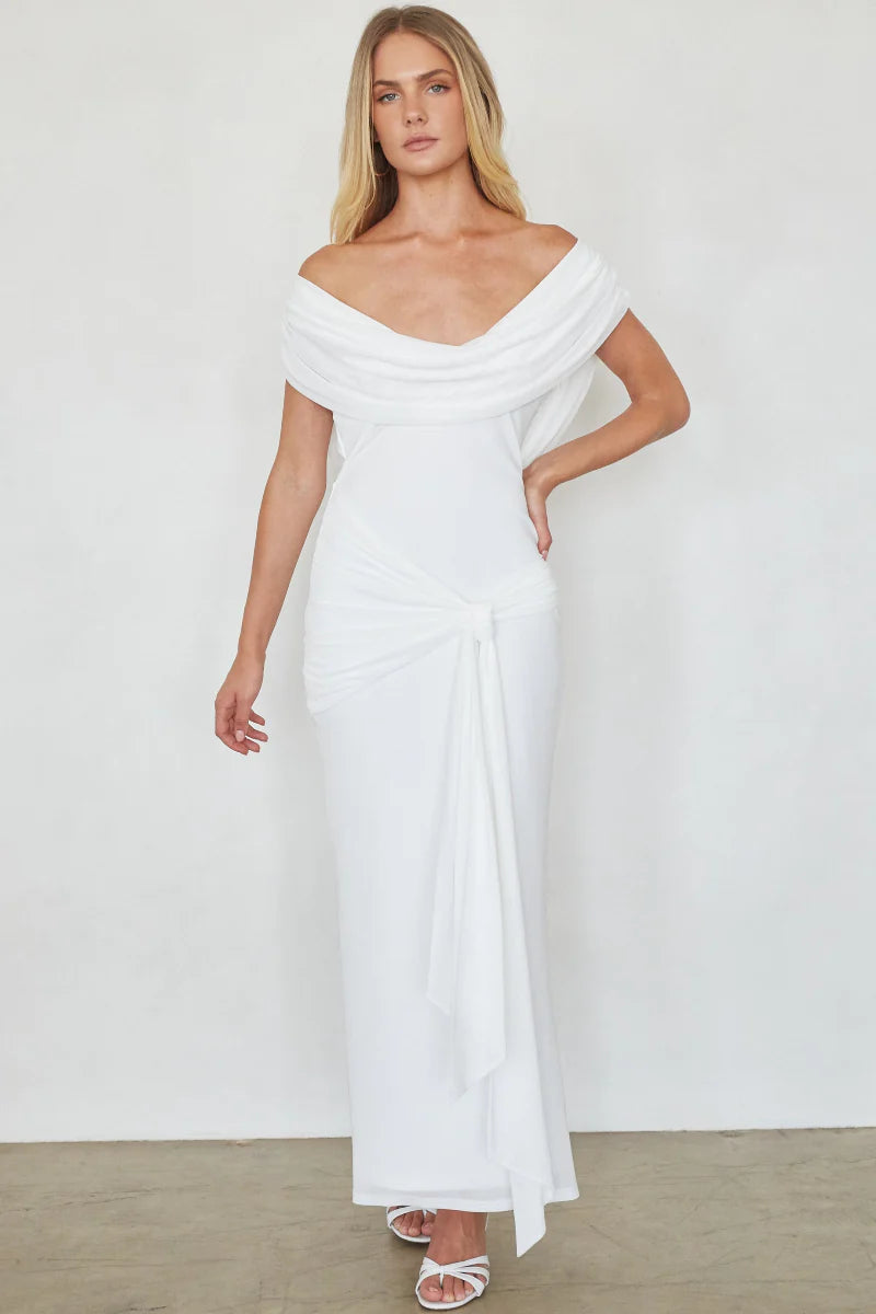 Dorit Mesh Tie Waist Maxi Dress