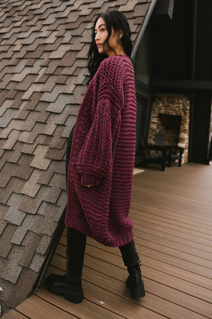 Marlee Long Cardigan in Purple FINAL SALE