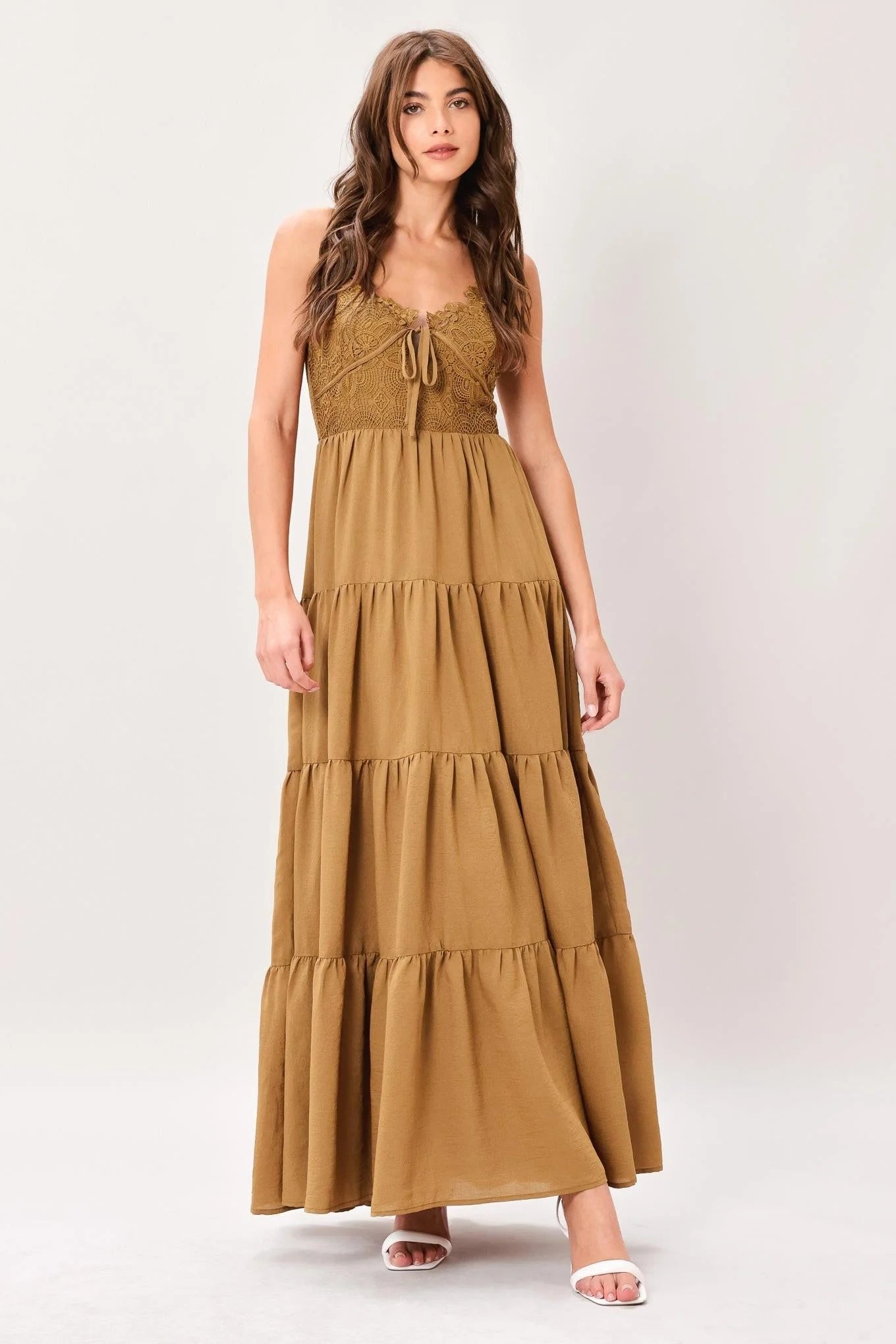 GOLDEN HOUR LACE BODICE MAXI DRESS