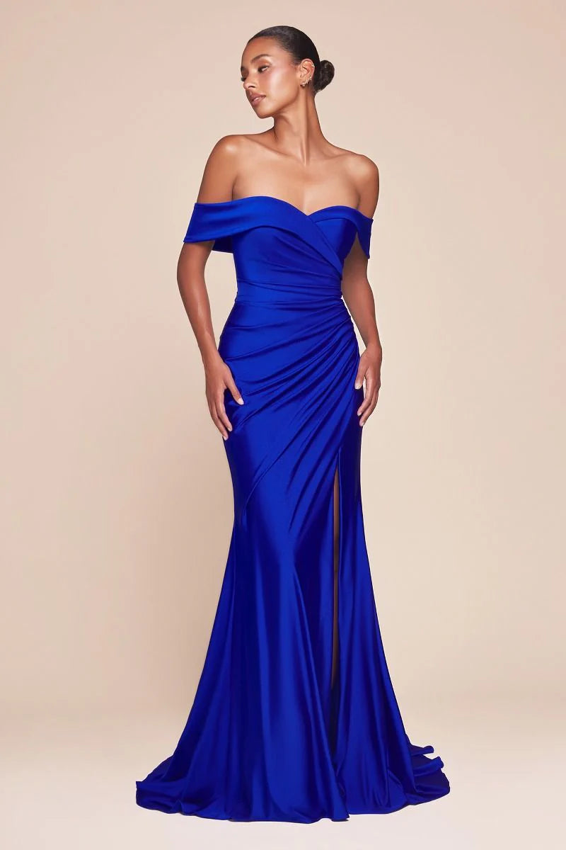 FREYA GOWN OFF THE SHOULDER STRETCH SPANDEX DRESS