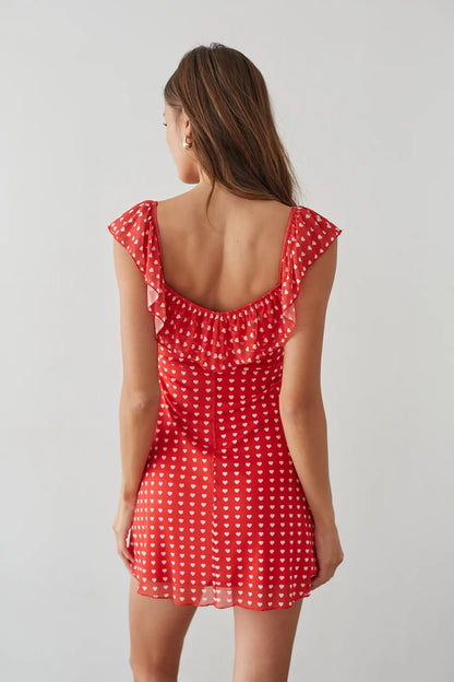 Enid Ruffle Heart Mini Dress