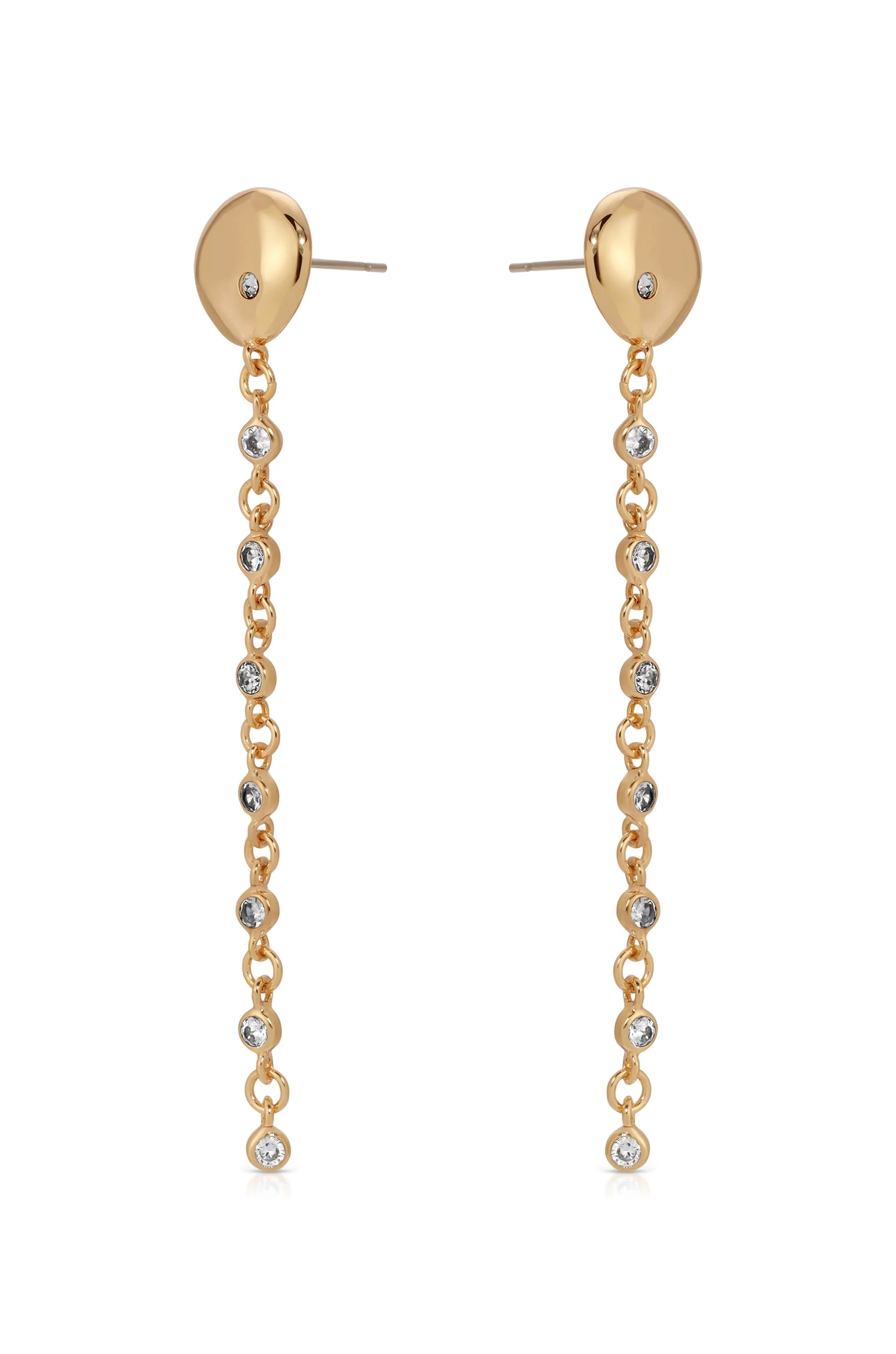 Polished Pebble Linear Chain Earrings