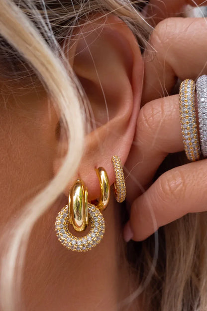 LUV AJ Pave Interlock Hoops