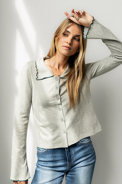 Jazmine Contrast Top in Grey FINAL SALE