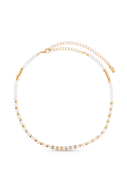 Pearls Double Sparkle Beaded Necklace Set