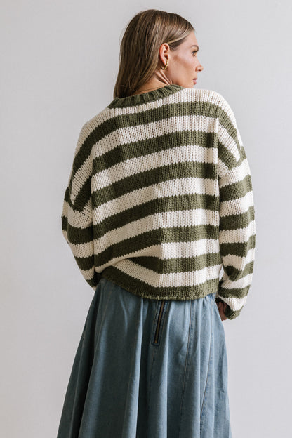Beckam Striped Sweater in Olive FINAL SALE