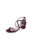 Open Toe Pearl Hollow Out Chunky Heels