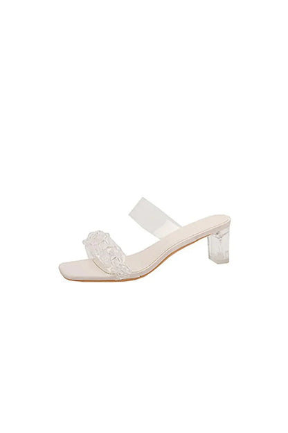 Outdoor Peep Toe Sandals Chunky Heel Fashion Shoes With Beaded