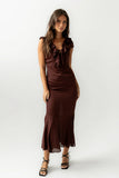 Reese Ruffle Maxi Dress in Red Brown FINAL SALE