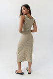 Kamber Striped Midi Tank Dress in Green