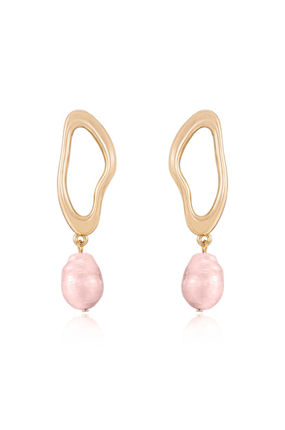 Open Circle Freshwater Pearl Earrings