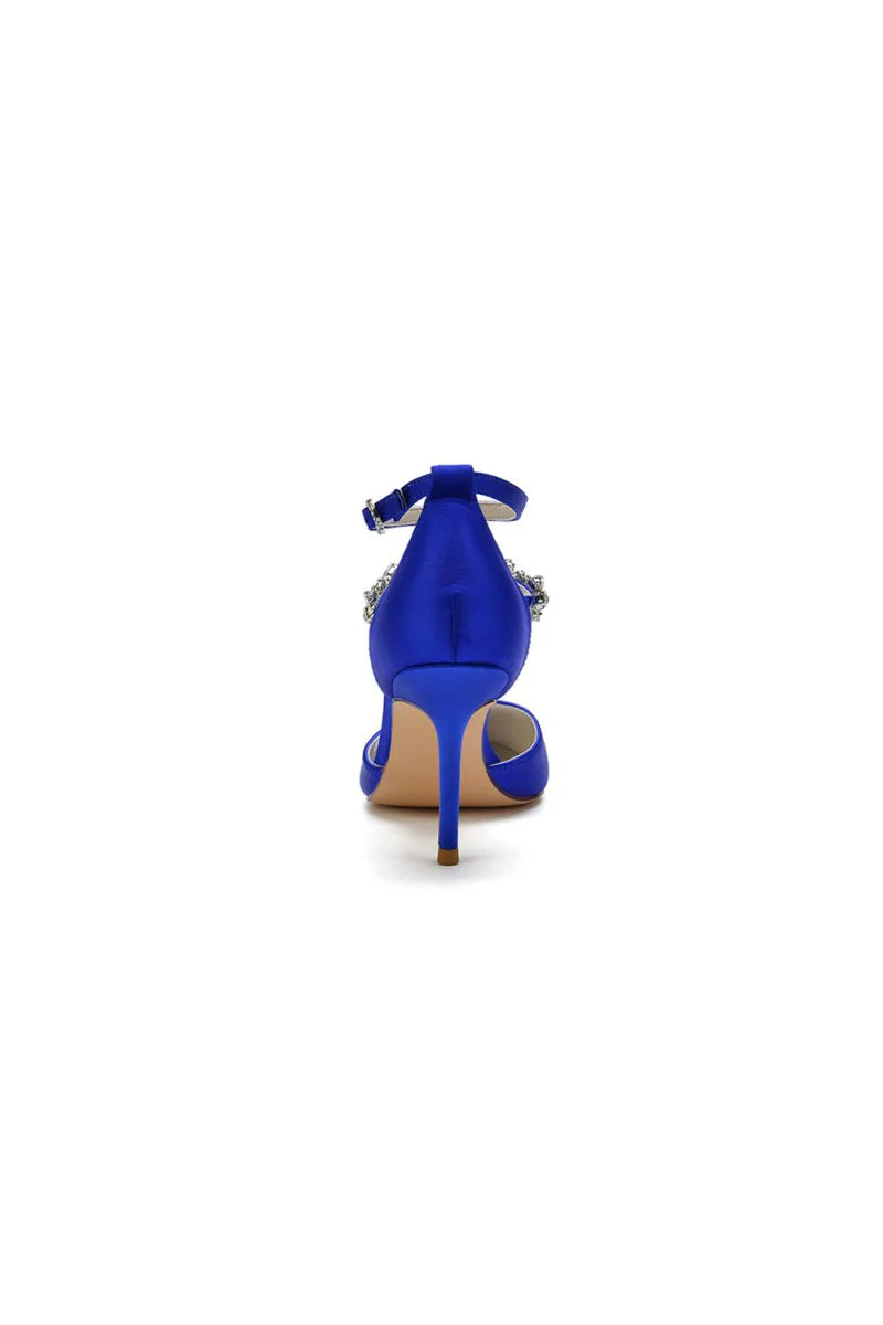 Pointed Toe Crystal Buckle Strap High Heels