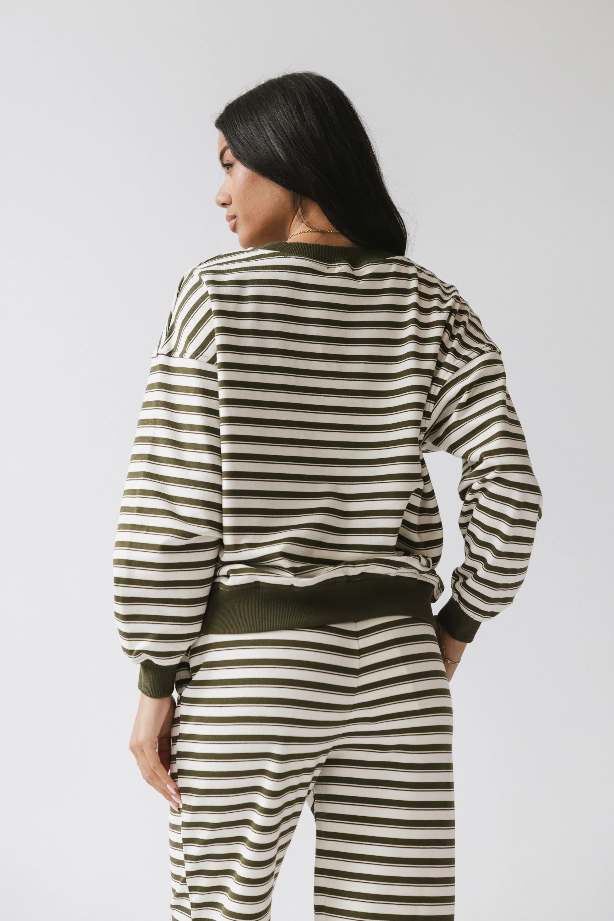 Taya Striped Sweater in Olive FINAL SALE