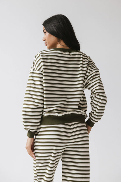 Taya Striped Sweater in Olive FINAL SALE