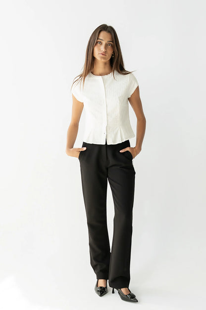 Montie Straight Leg Trousers in Black