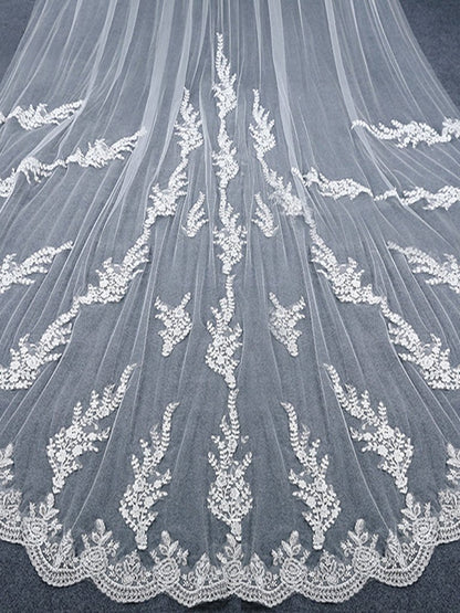 Vintage Floral Lace Cathedral Veil Bridal Veil Wedding Veil