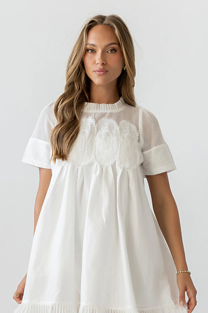 Russel Mesh Mini Dress in Off White