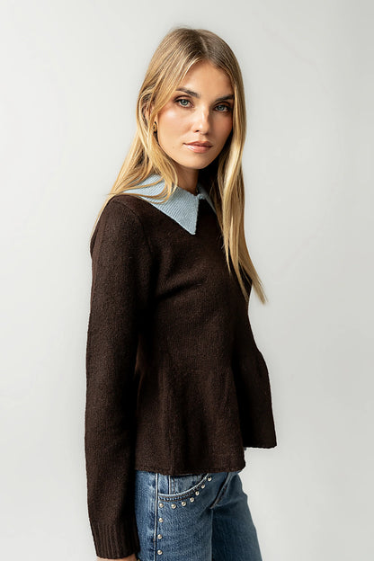 Libby Peplum Sweater in Brown FINAL SALE