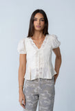 Brianna Embroidered Blouse in Cream