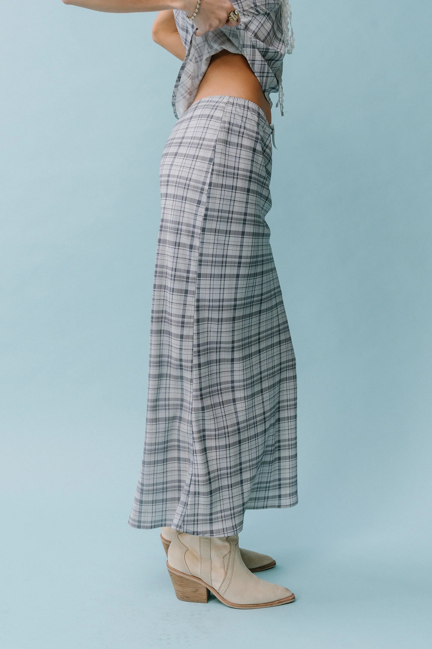 Jenna Plaid Maxi Skirt in Blue