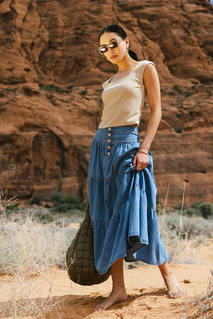 Joannie Tiered Denim Skirt FINAL SALE