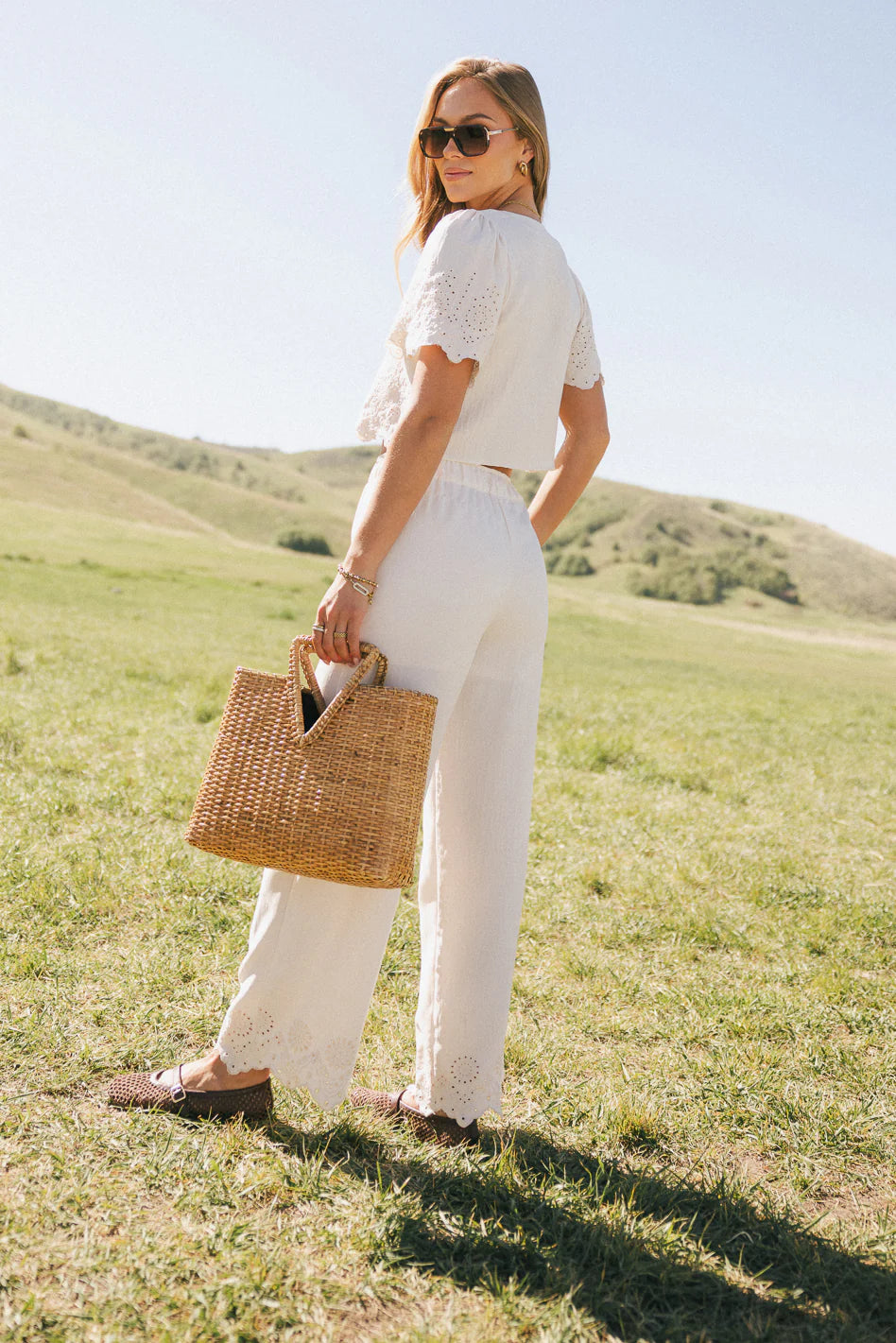 Ollie Embroidered Wide Leg Pants