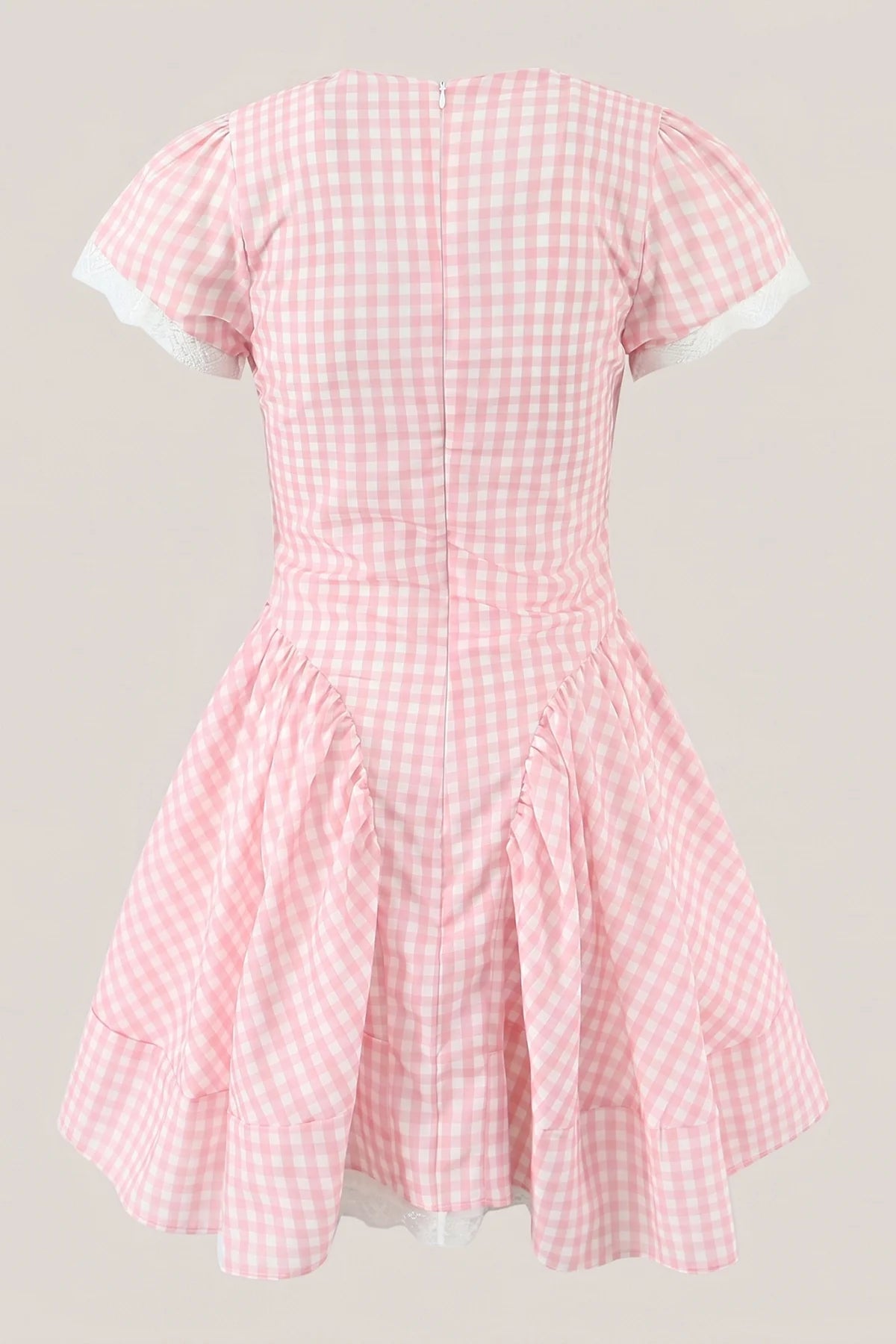 Pink Gingham Cotton A Line Mini Dress