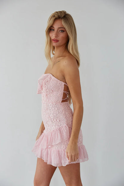 Cece Lace Tie Back Mini Dress