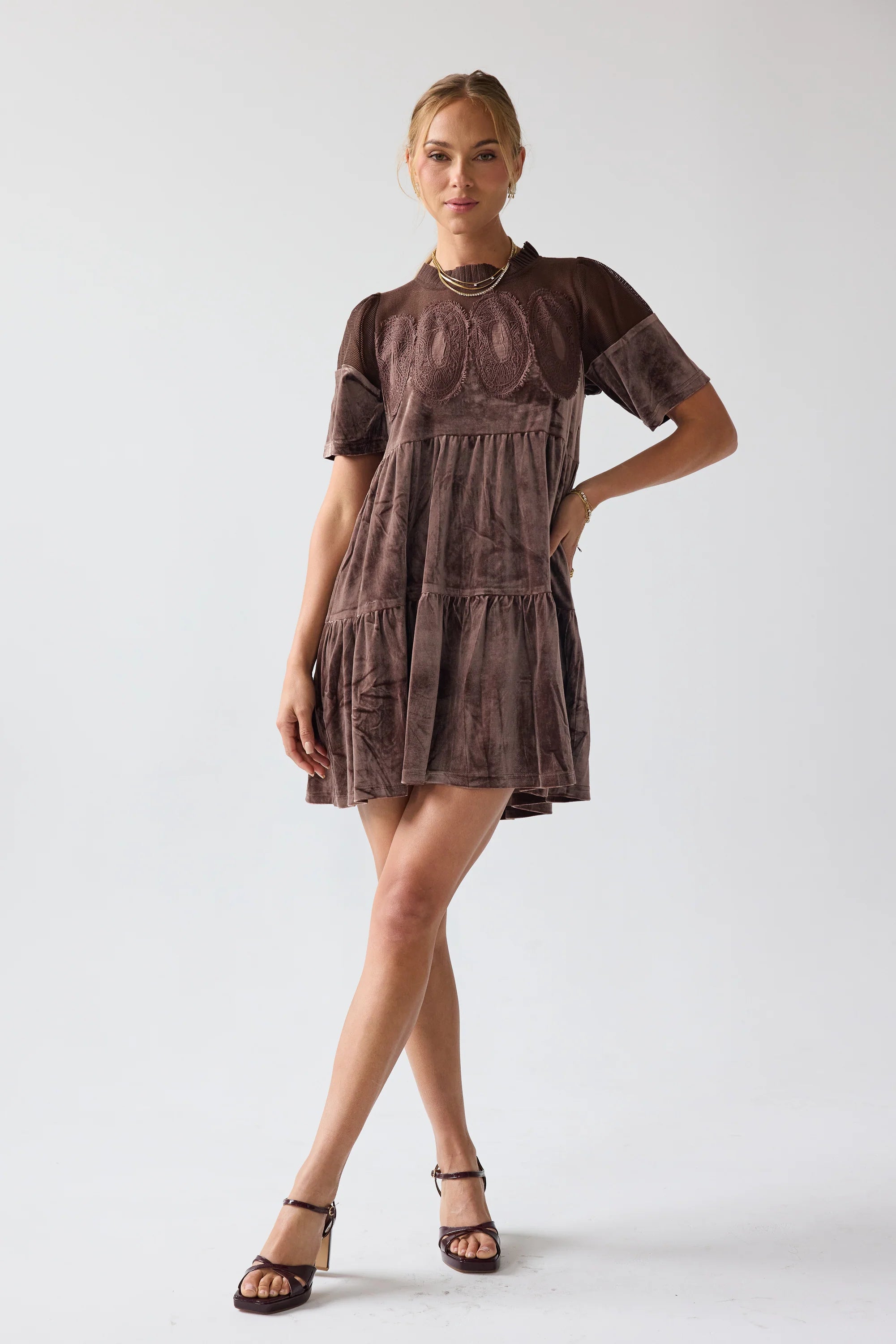 Banks Velvet Mini Dress in Brown FINAL SALE