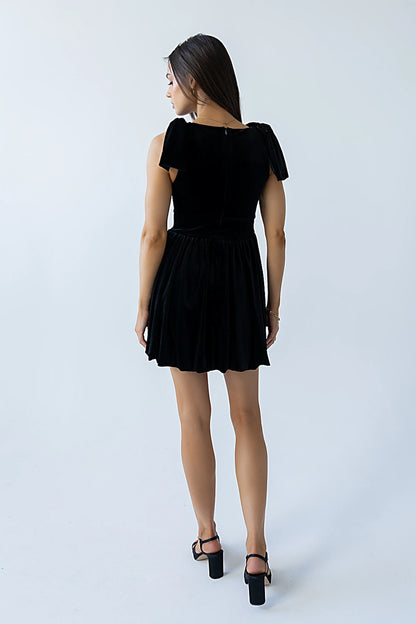 Liora Velvet Mini Dress in Black