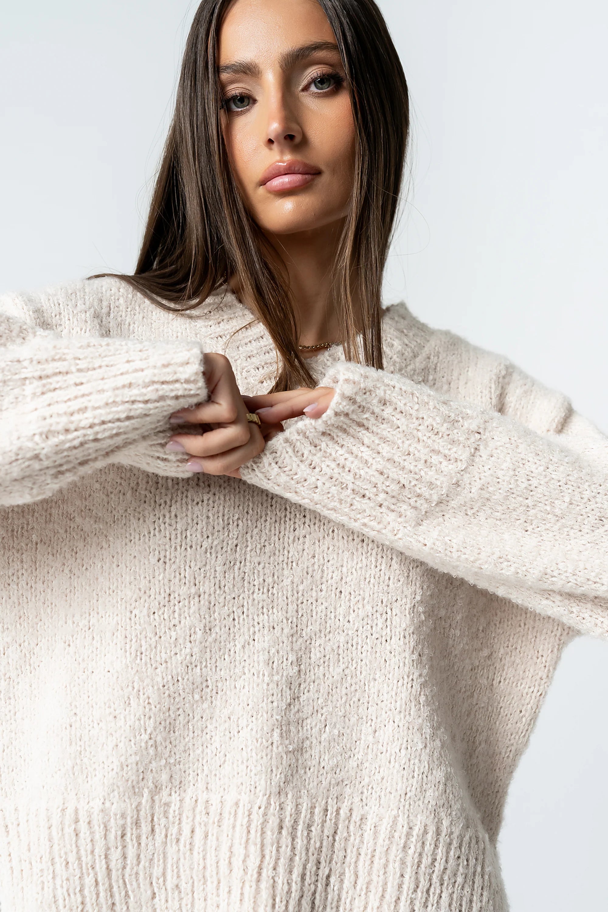 Junie Fuzzy Sweater in Cream